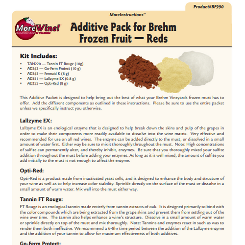 Additive Pack for Brehm Frozen Fruit (Reds)