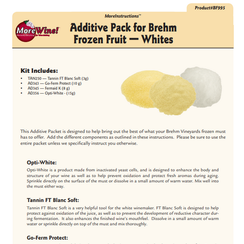 Additive Pack for Brehm Frozen Fruit (Whites)