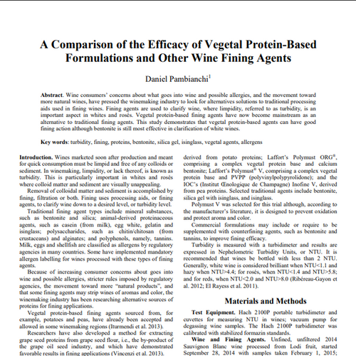 Benchmarking of Fining Agents