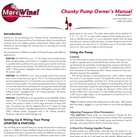 Chunky Pump Owner's Document