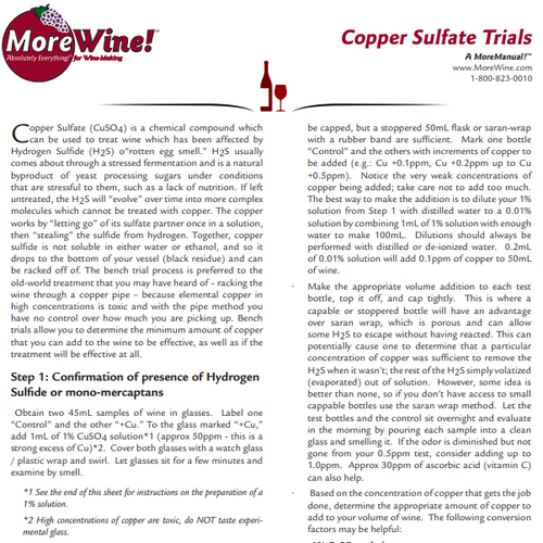 Copper Sulfate Bench Trials and Treatment
