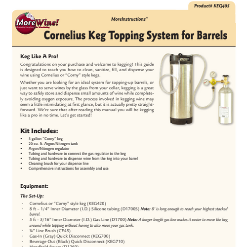 MoreWine! Cornelius Keg Barrel Topping System