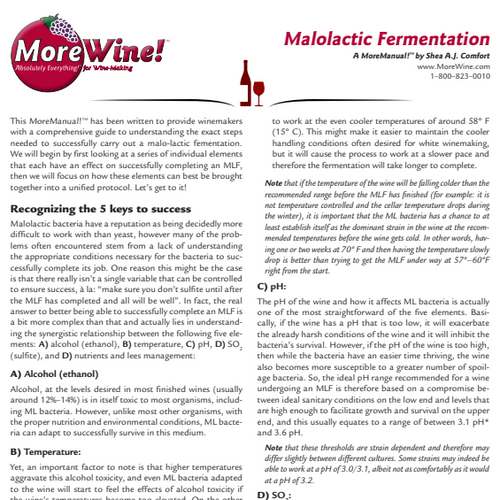 Malolactic Bacteria Information Paper