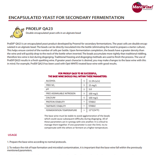 Sparkling Wine Secondary Fermentation Protocol with ProElif