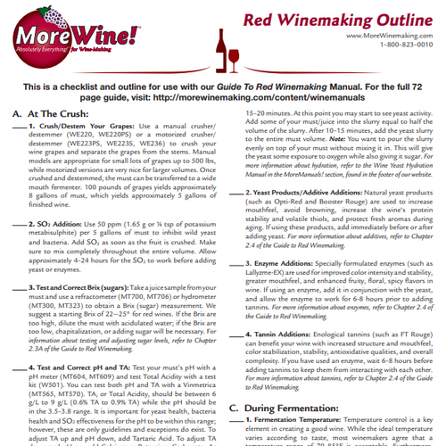 MoreWine! Checklist to Red Winemaking