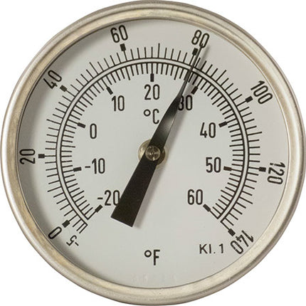 Thermometer for Speidel Tanks with NW 10 DIN 11851 Connection and Thermowell 125mm in Length. Celsius & Fahrenheit Scale -20C to +60C.