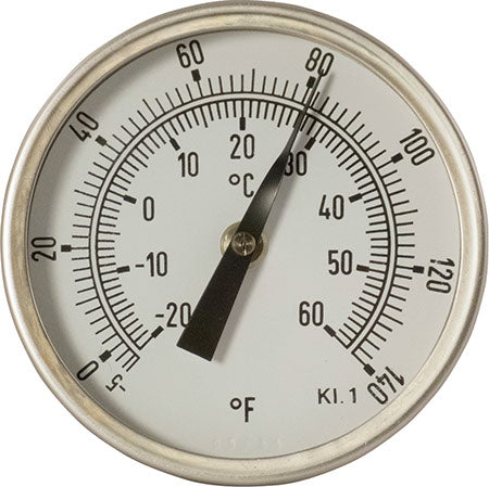 Thermometer for Speidel Tanks with NW 10 DIN 11851 Connection and Thermowell 125mm in Length. Celsius & Fahrenheit Scale -20C to +60C.