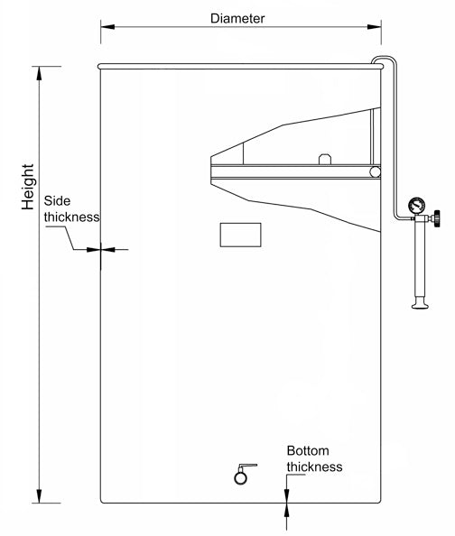 200 L Variable Capacity Tank - Flat Bottom - 1/2 in BSP Spigot