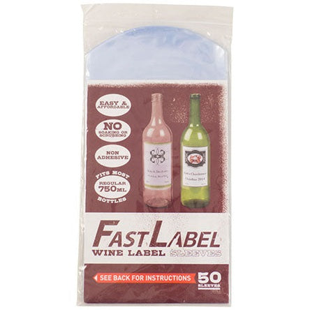 Pack of 50- Fastlabel Wine Label Sleeves - 750ml