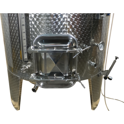 2200 l (581 gal) Speidel Variable Volume Max Jacketed Dish Bottom Tank with Oversized Manway, Extended Legs - PLACEHOLDER