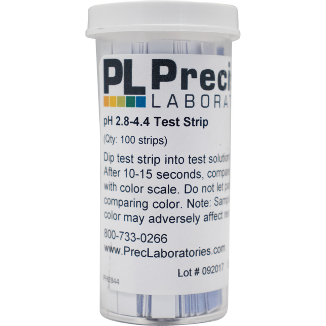 pH Paper - 2.8 to 4.4 For Wine - Vial of 100 Strips