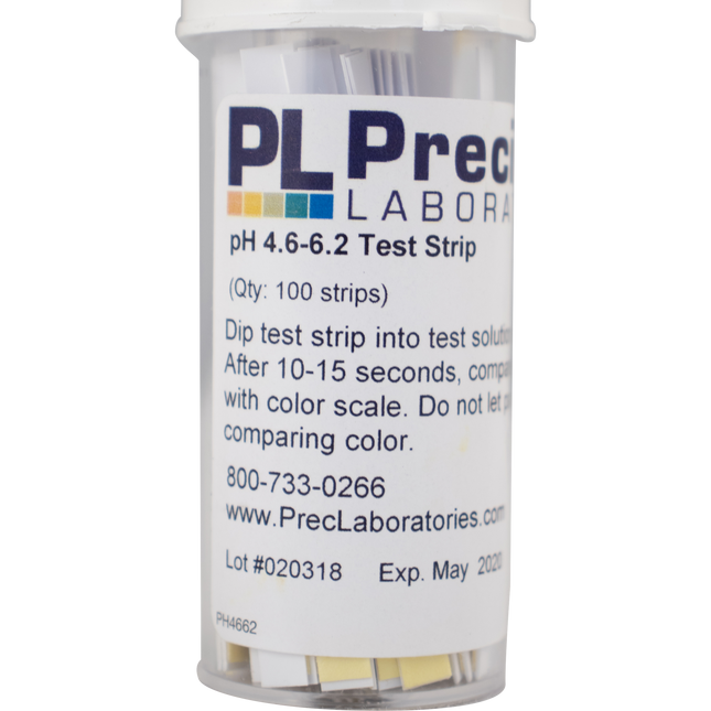 pH Paper - 4.6 to 6.2 For Beer - Vial of 100 Strips
