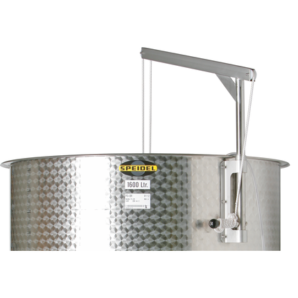 Speidel 1600L, 1200mm Diameter FO-M Variable Volume Dish Bottom Red Fermentation Tank w/ Forkliftable PF Base and Lid - PRECONFIGURED