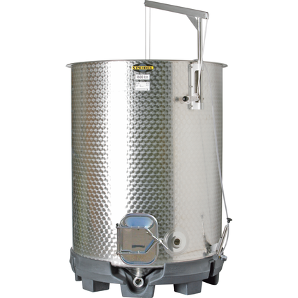 Speidel 1600L, 1200mm Diameter FO-M Variable Volume Dish Bottom Red Fermentation Tank w/ Forkliftable PF Base and Lid - PRECONFIGURED