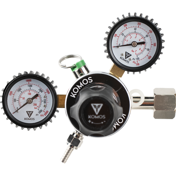 KOMOS® Premium Dual Gauge CO2 Regulator | Industrial-Grade | 0–60 PSI Operating Range | 1/4