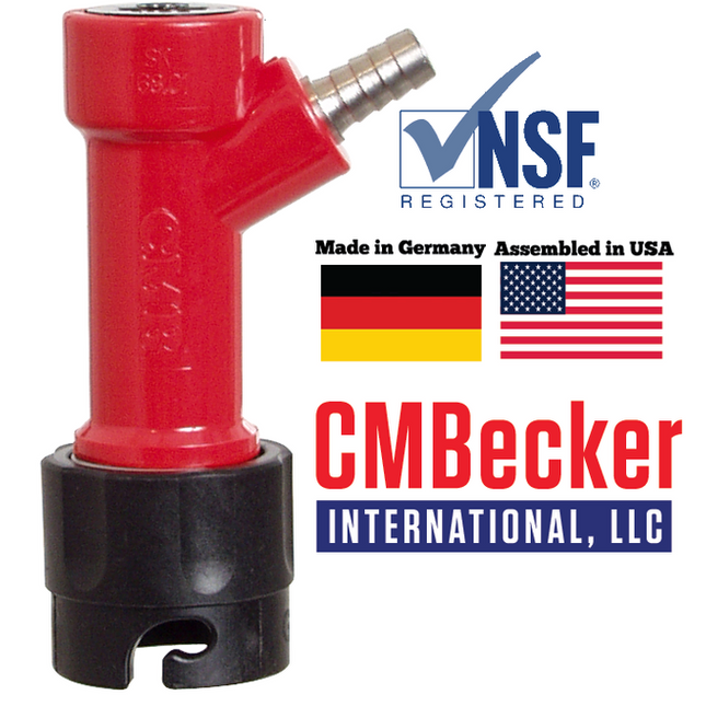 Pin Lock Bev Out (RED) - BARB BLACK TOP - Quick Disconnect (QD)