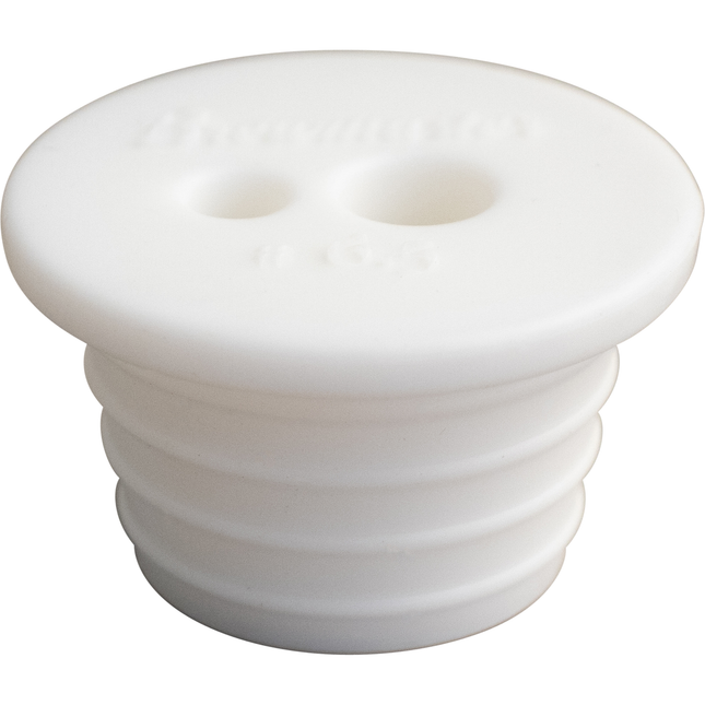 Brewmaster Silicone Stopper - #6.5 w/ 2 Holes (3/8 in. & 1/4 in.)