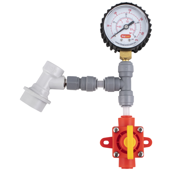 Duotight BlowTie | Complete Kit | Diaphragm Spunding Valve | Triple Scale Pressure Gauge | 0-40 PSI | 8 mm Duotight | CM Becker Ball Lock Quick Disconnect (QD)