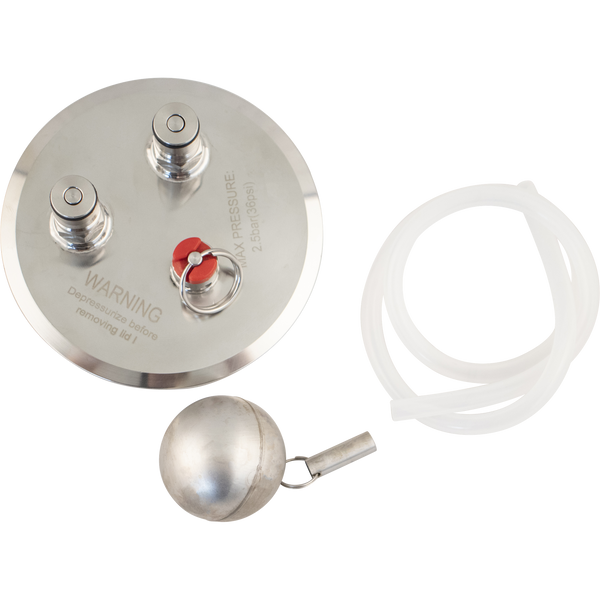 4 in. Tri-Clamp Lid with Ball Lock Posts, PRV & Floating Dip Tube