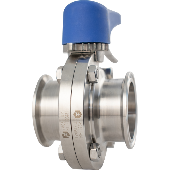 ForgeFit - 2 in. T.C. Butterfly Valve (304 S/S) 7 Position - Blue Plastic Handle