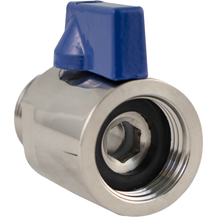 Stainless Ball Valve for Keg Couplers - Male & Female Beer Thread (5/8 in. BSP)