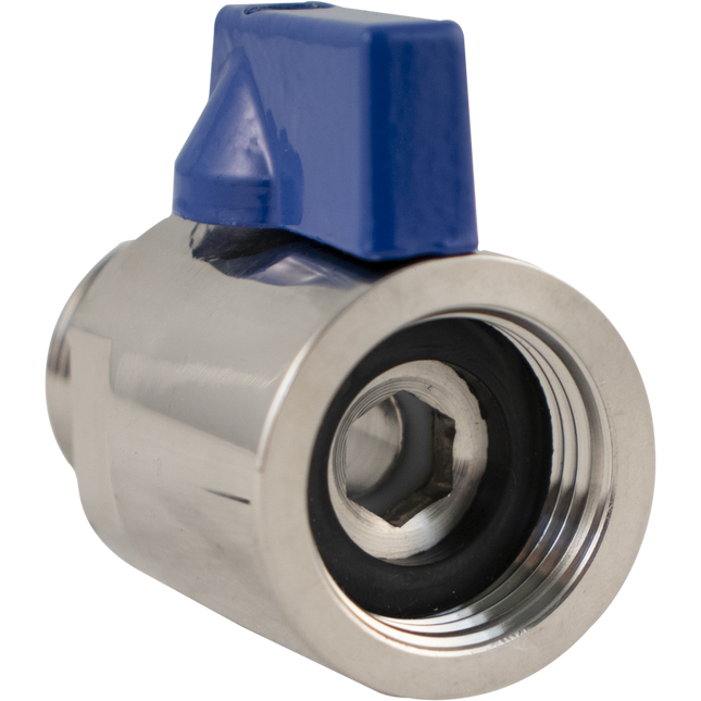 Stainless Ball Valve for Keg Couplers - Male & Female Beer Thread (5/8 in. BSP)