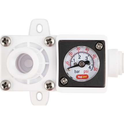 Duotight In-Line Plastic Regulator w/ Integrated Pressure Gauge (0-60 psi) - 8 mm