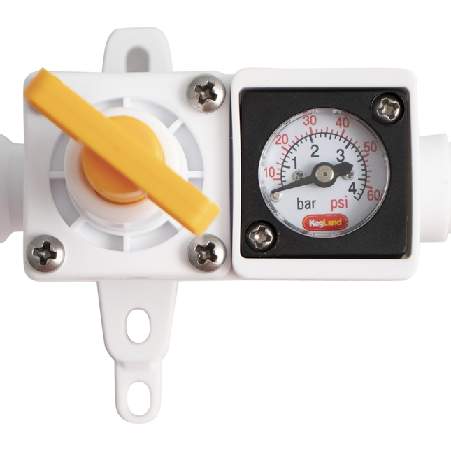 Duotight In-Line Plastic Regulator w/ Integrated Pressure Gauge (0-60 psi) - 8 mm