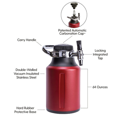 GrowlerWerks uKeg GO Pressurized Growler (Chili) - 64 oz