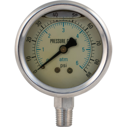 Stainless - Pressure Gauge With 1/4" Brass Connection