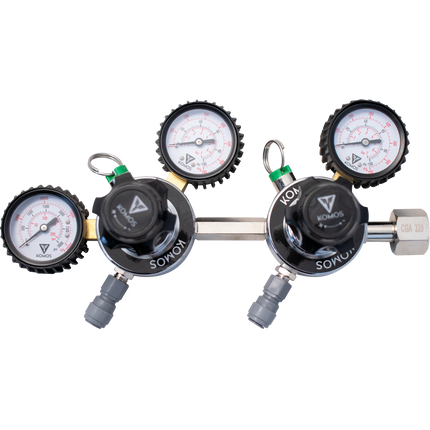 KOMOS Premium Dual Body CO2 Regulator - Three Gauge