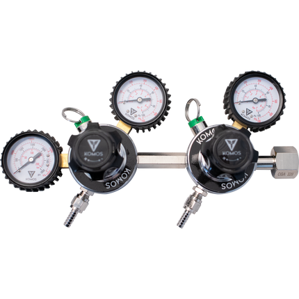 KOMOS Premium Dual Body CO2 Regulator - Three Gauge