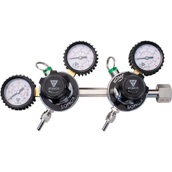 KOMOS® Premium Dual Body CO2 Regulator | Industrial-Grade | 0–60 PSI Operating Range | 1/4