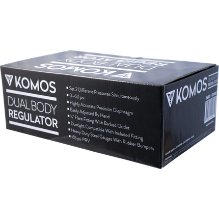 KOMOS Premium Dual Body CO2 Regulator - Three Gauge