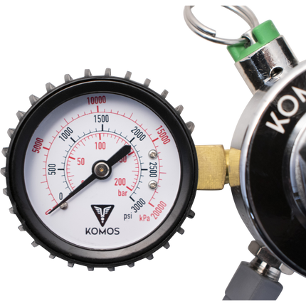 KOMOS Premium Dual Body CO2 Regulator - Three Gauge