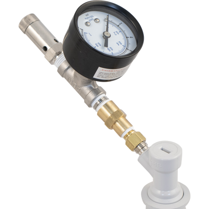 Ball Lock Quick Disconnect (QD) Adjustable Spunding Valve W/Pressure Gauge