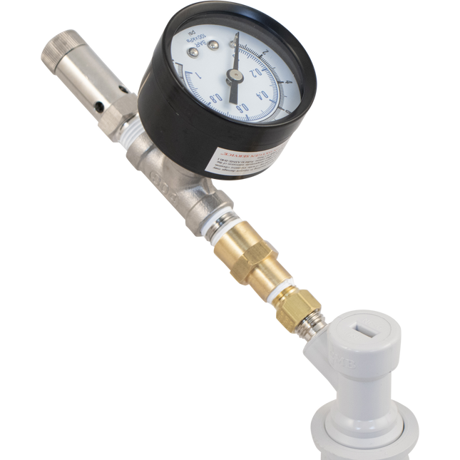 Ball Lock Quick Disconnect (QD) Adjustable Spunding Valve W/Pressure Gauge