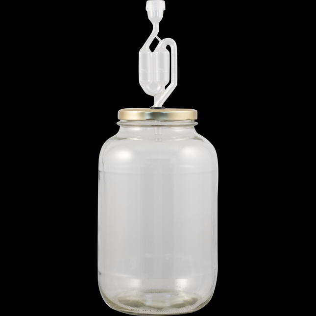 1 Gallon Glass Jar Fermenter Kit - Lug Finish - S-Shaped Airlock