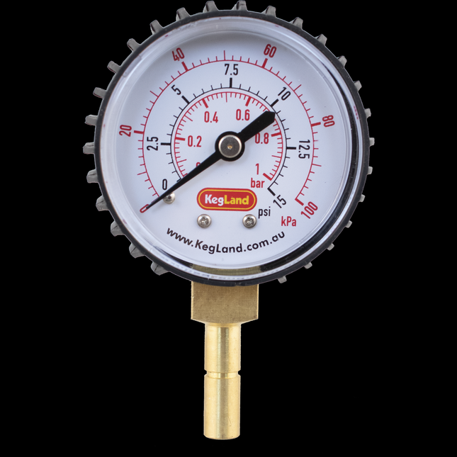 Push In Pressure Gauge - 8mm 5/16 in (0-15 psi)