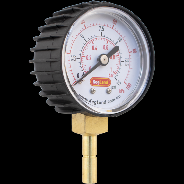 Push In Pressure Gauge - 8mm 5/16 in (0-15 psi)