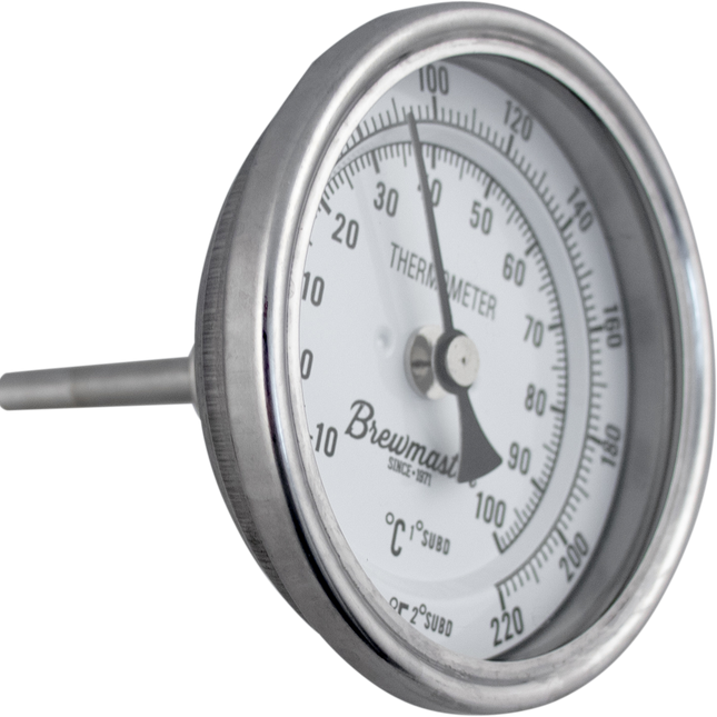 1/2" MPT Dial Thermometer For Kettles - 3 in. Face