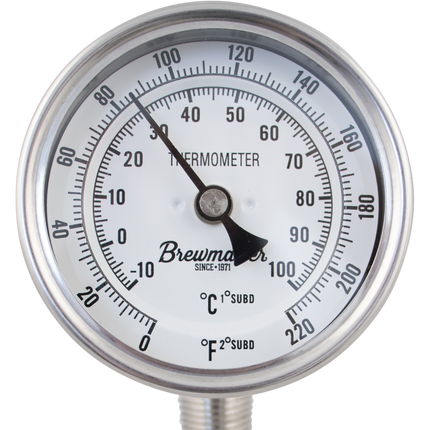 1/2" MPT Adjustable Angle Dial Thermometer For Kettles - 3" Face