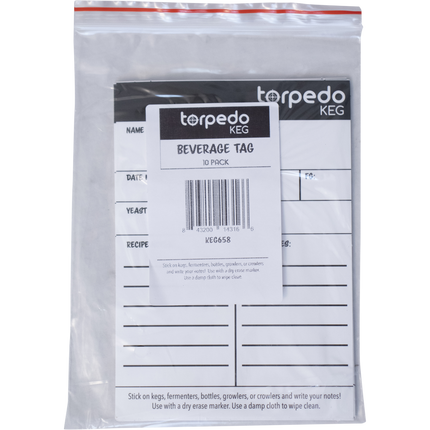 Torpedo Keg Beverage Tags - Pack of 10
