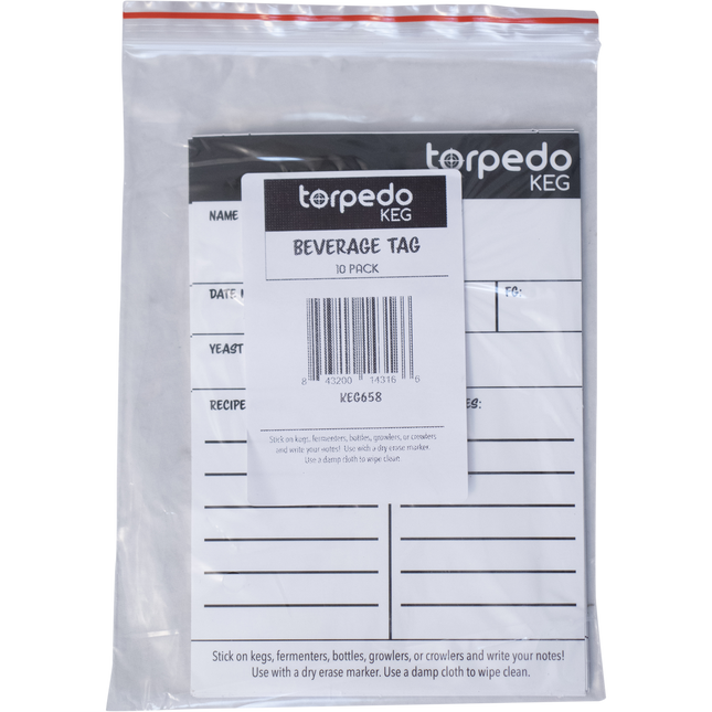 Torpedo Keg Beverage Tags - Pack of 10