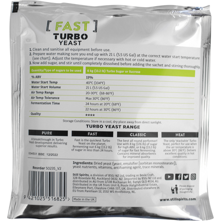 Turbo Yeast - Fast (Formerly Turbo Yeast - Express)