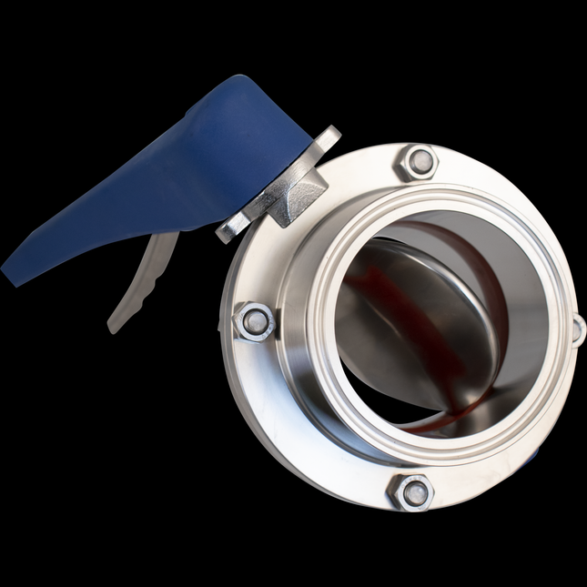 ForgeFit - 3 in. T.C. Butterfly Valve (304 S/S) 7 Position - Blue Plastic Handle