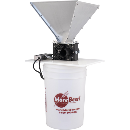 MaltZilla Motorized Grain Mill Complete Kit w/ Hopper, Power Supply, Base Board, MoreBeer Bucket