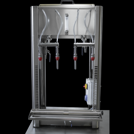 EnoItalia Semimanual Mono Block Filler and Corker | Stainless Trolley Cart | 4 Spout Wine Bottle Filler | 670L/h Fill Rate | Pneumatic Wine Bottle Corker - Refurbished