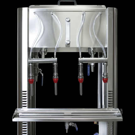 EnoItalia Semimanual Mono Block Filler and Corker | Stainless Trolley Cart | 4 Spout Wine Bottle Filler | 670L/h Fill Rate | Pneumatic Wine Bottle Corker - Refurbished