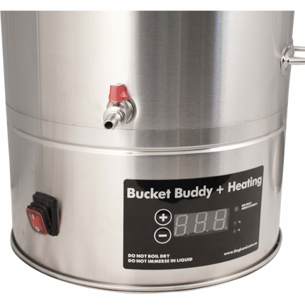 Bucket Buddy w/ Heating - 35L Stainless Steel Fermenter with Integrated 36W Element - 110-120V